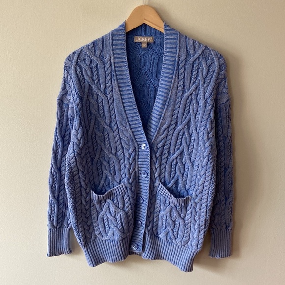 J. Crew Blue Cable Knit Cardigan - Picture 3 of 14